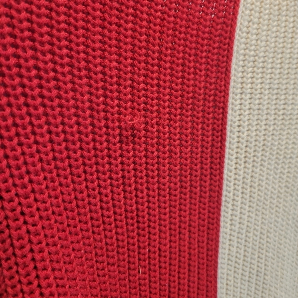 Mng Size M Red/Beige Colorblock Statement Sweater - image 5